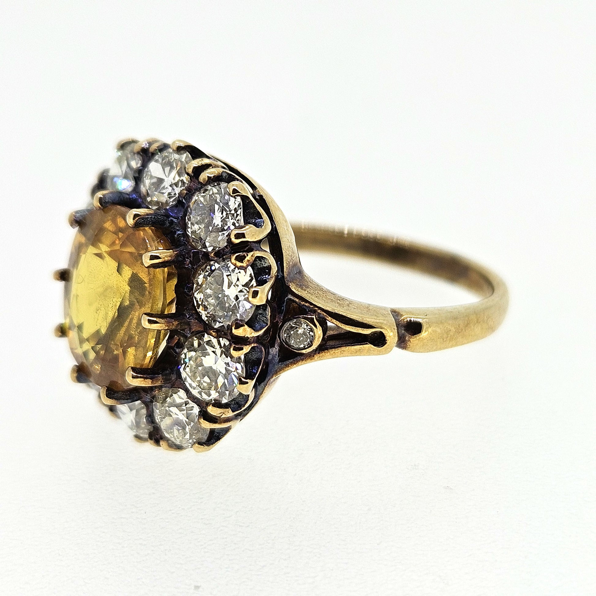 Yellow Sapphire and Diamond Cluster Ring Ys 3.80 D1.80