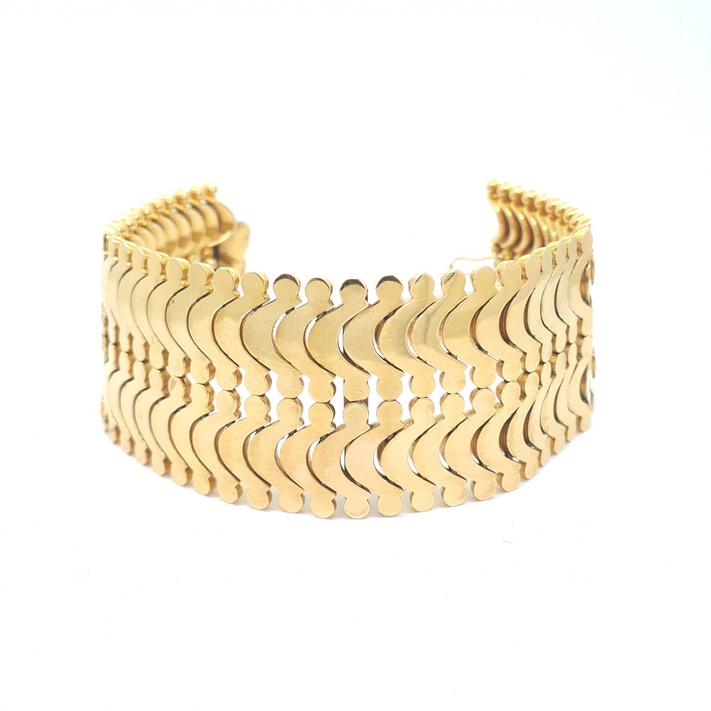 Antique 18ct Yellow Gold Fancy Link Bracelet with Diamonds and Rubies