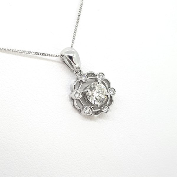 0.70ct Diamond Floral Pendant in 18ct White Gold