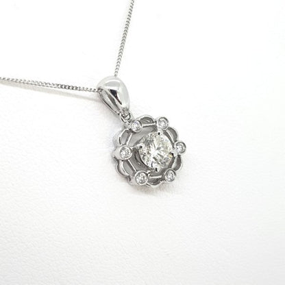 0.70ct Diamond Floral Pendant in 18ct White Gold