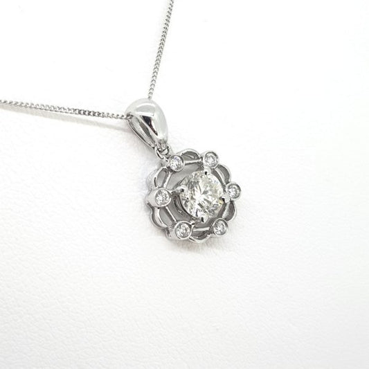 0.70ct Diamond Floral Pendant in 18ct White Gold