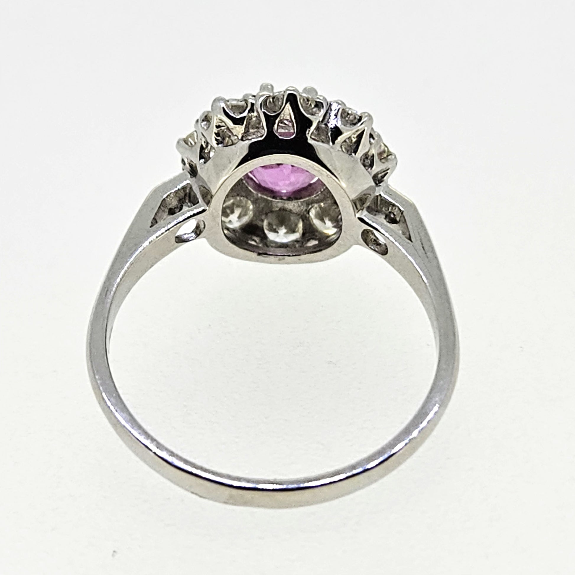 1.50ct Pink Sapphire and Diamond Cluster Ring in Platinum