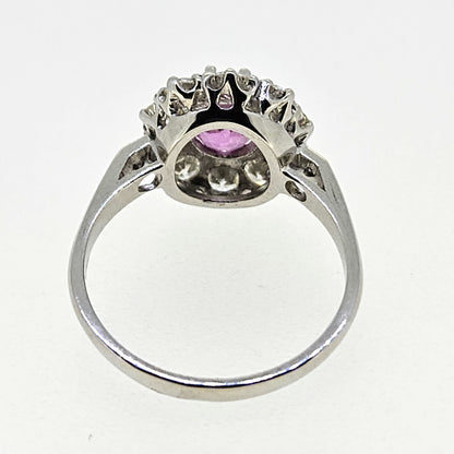 1.50ct Pink Sapphire and Diamond Cluster Ring in Platinum