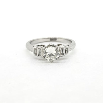 0.70ct Diamond Solitaire Ring with Baguette Shoulders