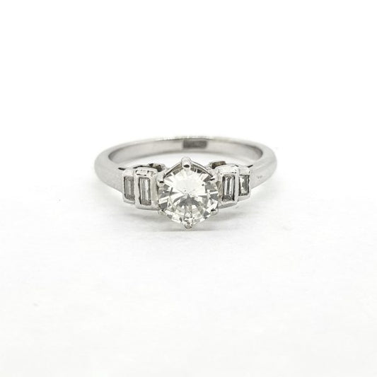 0.70ct Diamond Solitaire Ring with Baguette Shoulders