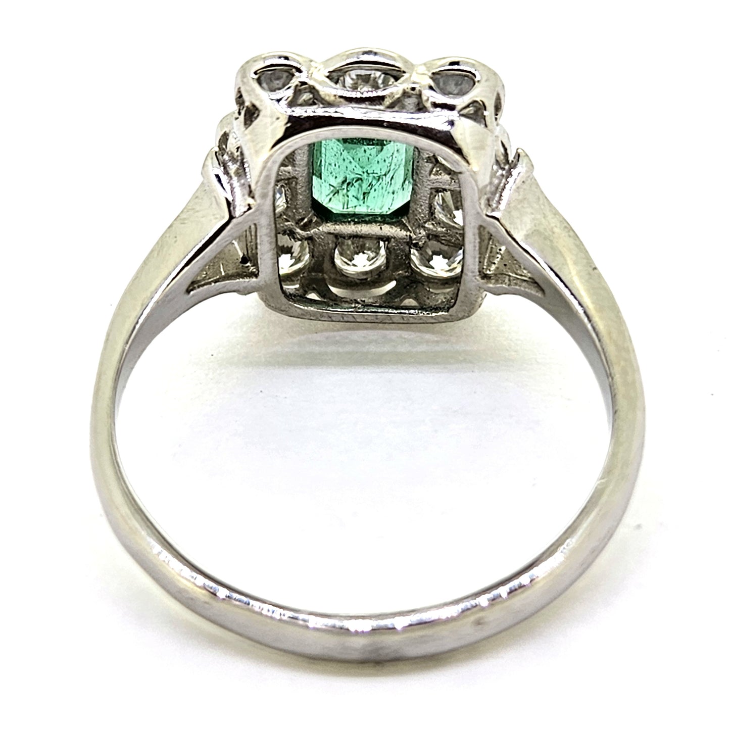 Emerald and Diamond Floral Cluster Engagement Ring