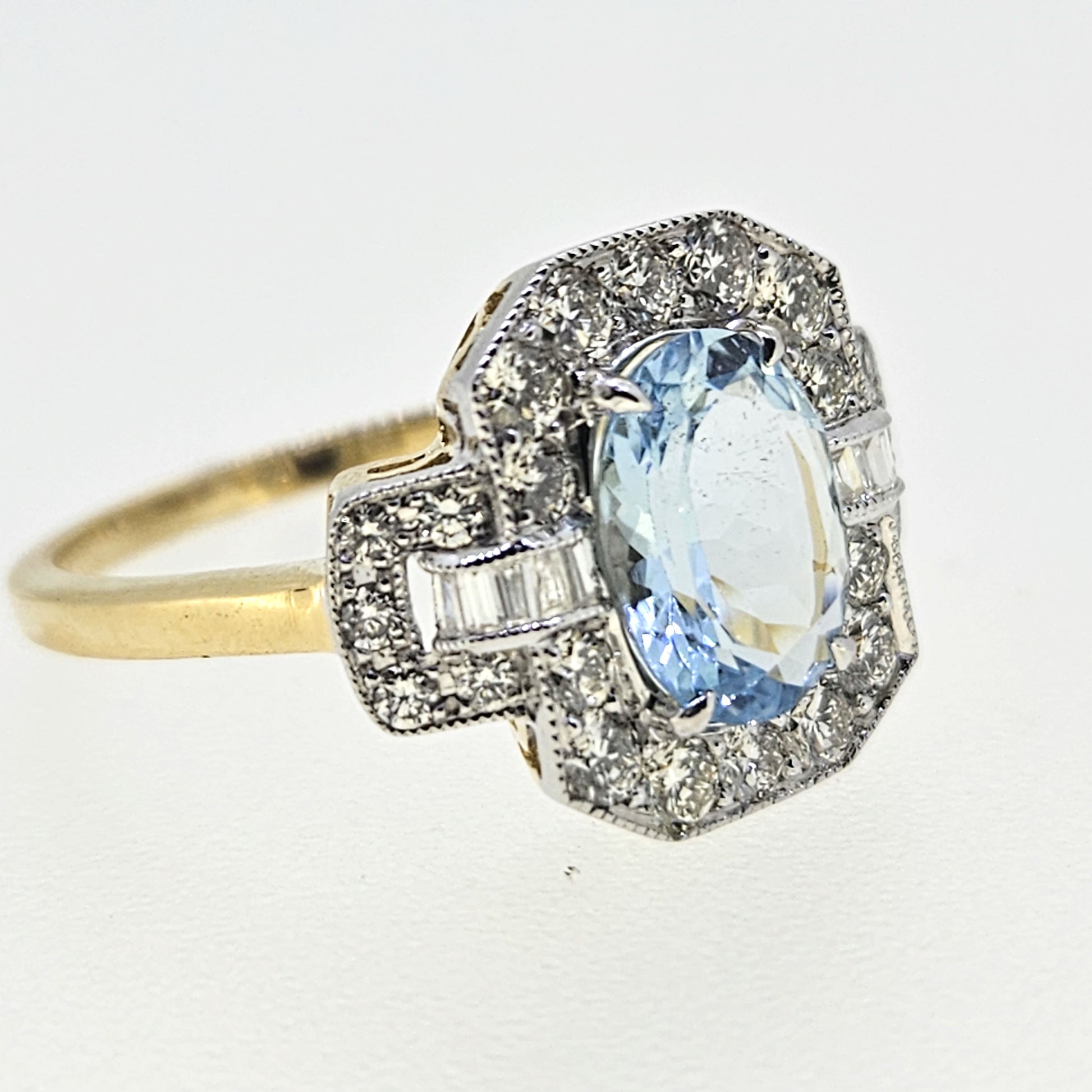 Aquamarine and Diamond Cluster Ring A1.30 D.72