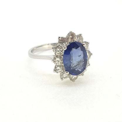 2.54ct Oval Sapphire and Diamond Cluster Engagement Ring