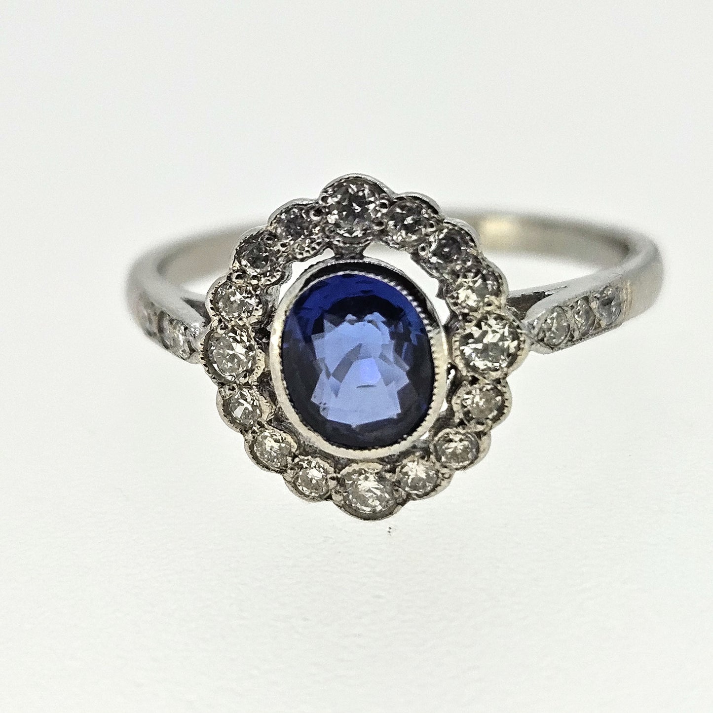 Sapphire and Diamond Cluster Ring D.35 S1.0 Platinum