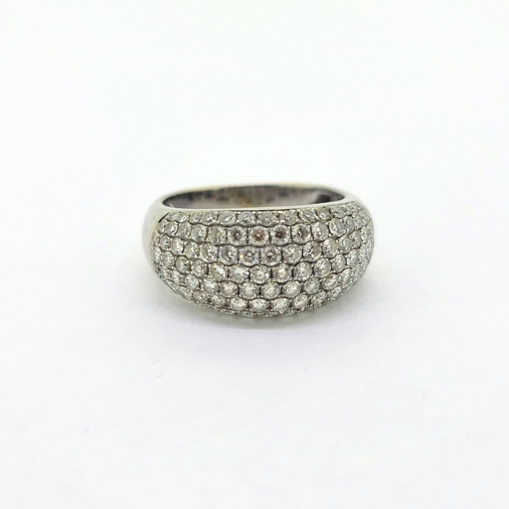 Multi Row 1.50ct Diamond Bombe Dress Ring, striking diamond cluster dress ring composed of multiple lines/rows of 1.50 carats brilliant-cut diamonds arranged in a raised bombe design in 18ct white gold