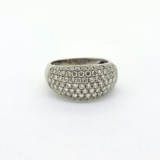 Multi Row 1.50ct Diamond Bombe Dress Ring, striking diamond cluster dress ring composed of multiple lines/rows of 1.50 carats brilliant-cut diamonds arranged in a raised bombe design in 18ct white gold