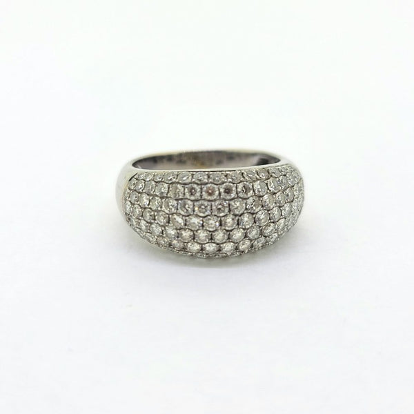 Multi Row 1.50ct Diamond Bombe Dress Ring, striking diamond cluster dress ring composed of multiple lines/rows of 1.50 carats brilliant-cut diamonds arranged in a raised bombe design in 18ct white gold