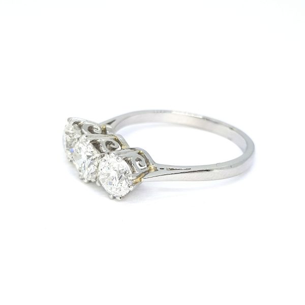 Diamond Three Stone Ring in Platinum, 1.51 carat total, colour G, clarity SI2