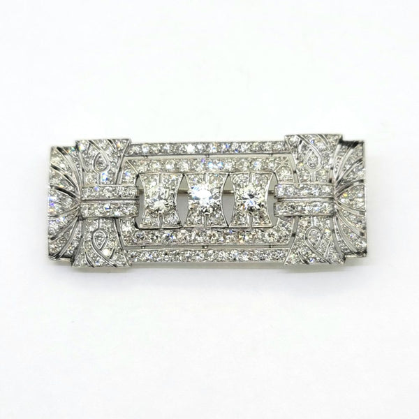 French 3ct Diamond Plaque Brooch in Platinum