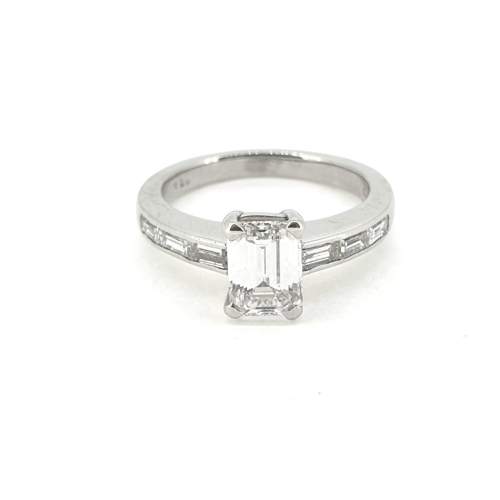 GIA Certified 1.03ct Emerald Cut Diamond Solitaire Engagement Ring in Platinum
