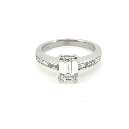 GIA Certified 1.03ct Emerald Cut Diamond Solitaire Engagement Ring in Platinum