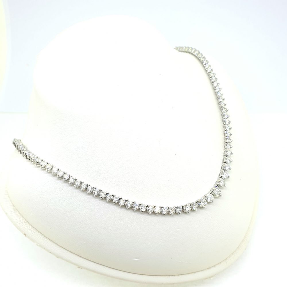Graduated Diamond Line Tennis Necklace, 12.10 carats