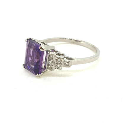 2.10ct Amethyst and Diamond Dress Engagement Ring in Platinum