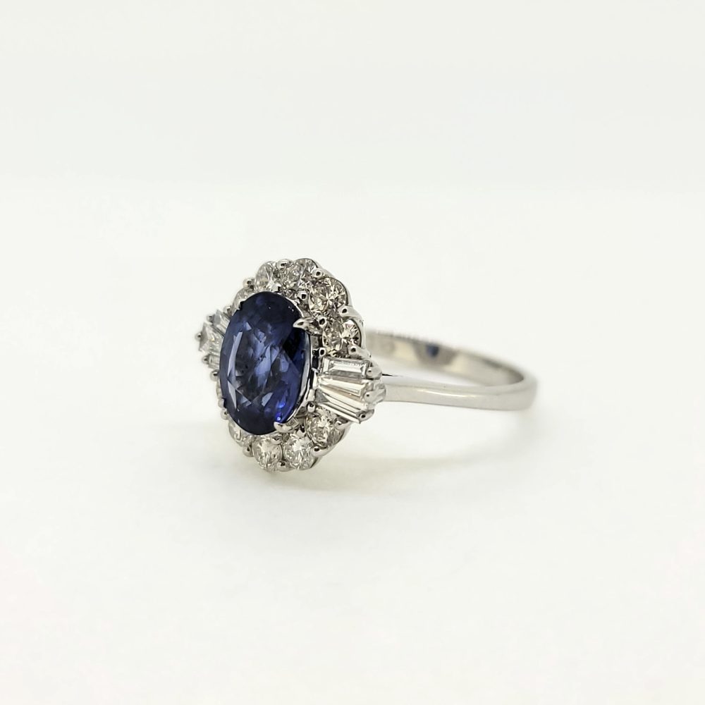 2.80ct Oval Sapphire and Diamond Cluster Dress Ring