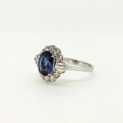 2.80ct Oval Sapphire and Diamond Cluster Dress Ring