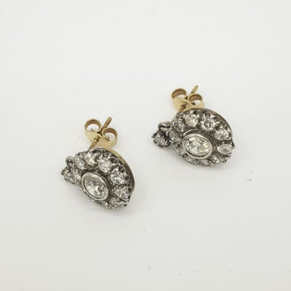 Vintage Old Cut Diamond Cluster Drop Earrings, 2.50 carats
