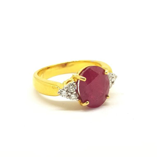 Ruby and Diamond Engagement Dress Ring in 18ct Yellow Gold, 3.50 carats