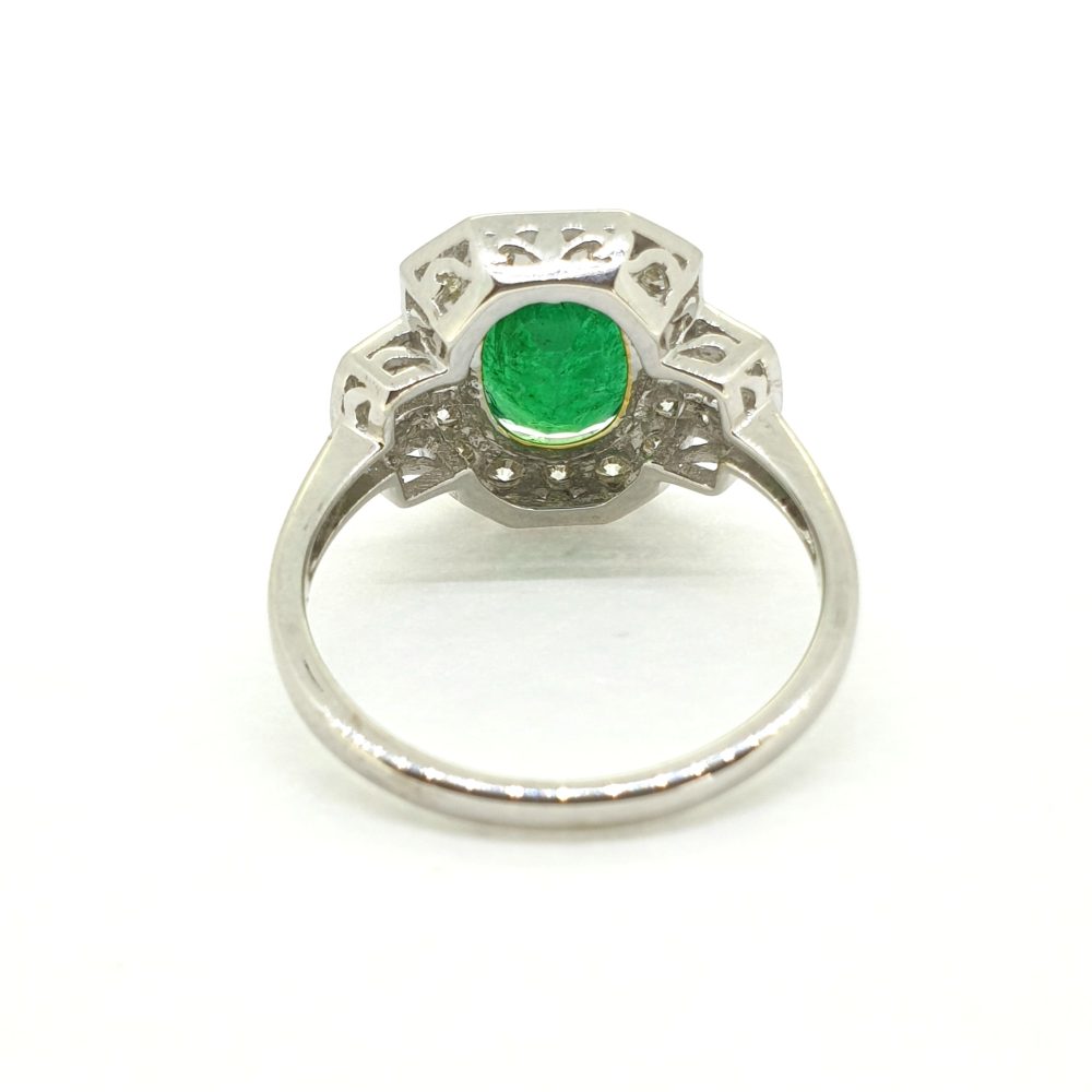 2.12ct Oval Emerald and Diamond Cluster Dress Ring