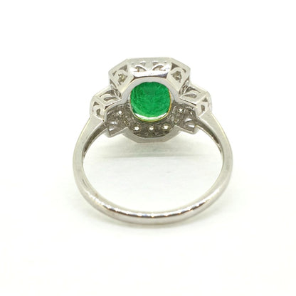 2.12ct Oval Emerald and Diamond Cluster Dress Ring