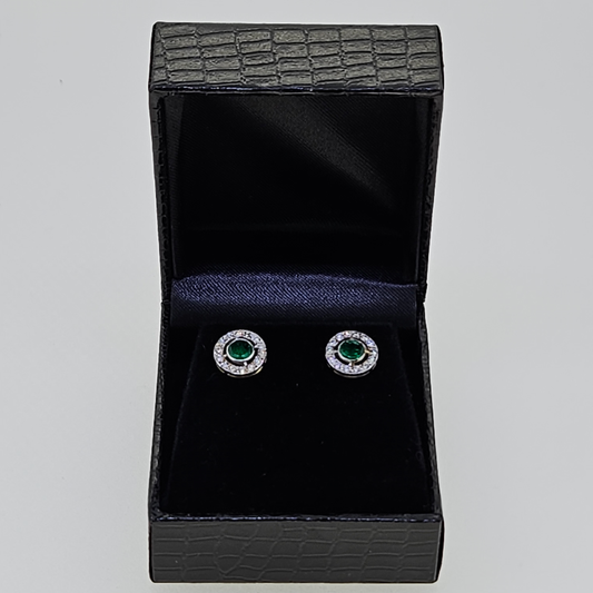 Emerald and Diamond Studs D.30 E.70