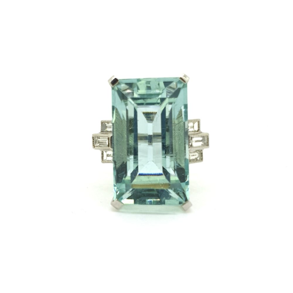 18.35ct Aquamarine and Diamond Cocktail Ring in Platinum