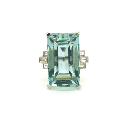 18.35ct Aquamarine and Diamond Cocktail Ring in Platinum