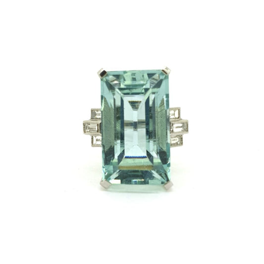 18.35ct Aquamarine and Diamond Cocktail Ring in Platinum