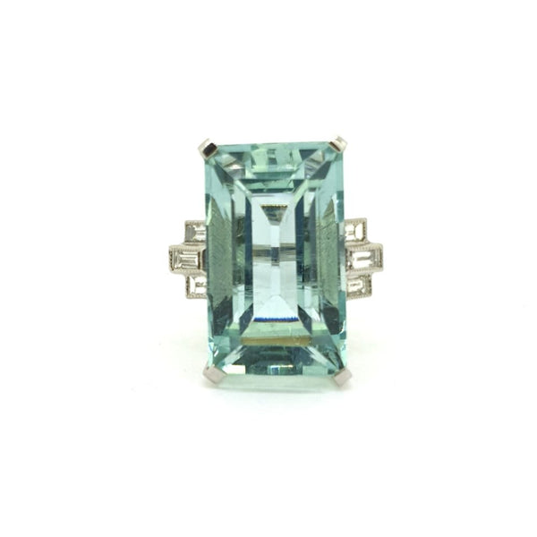 18.35ct Aquamarine and Diamond Cocktail Ring in Platinum