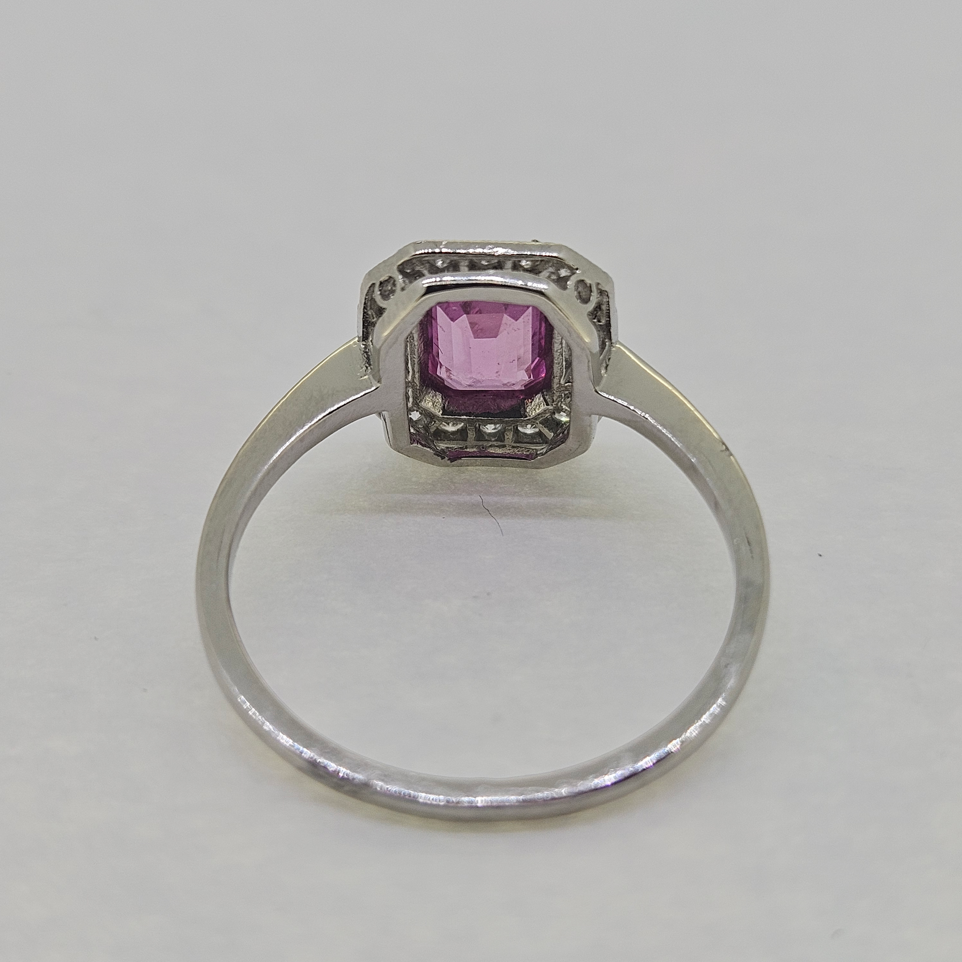 1ct Pink Sapphire and Diamond Cluster Engagement Ring in Platinum