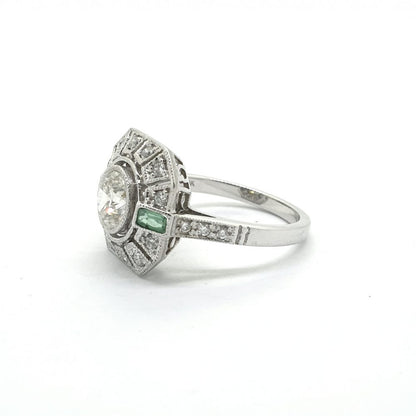 Vintage Emerald and Diamond Cluster Dress Ring