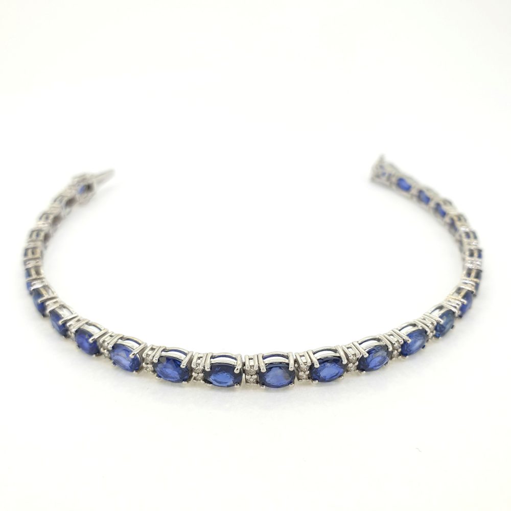 Sapphire and Diamond Line Bracelet, 10.80 carats