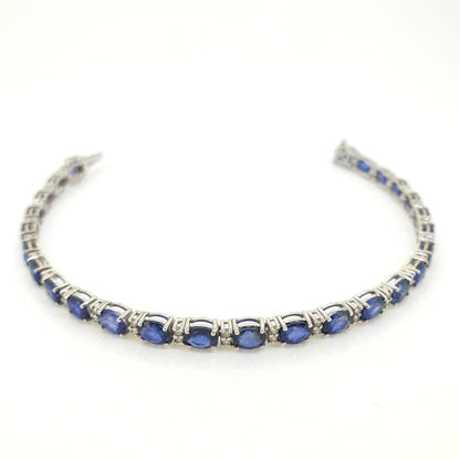 Sapphire and Diamond Line Bracelet, 10.80 carats