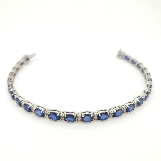 Sapphire and Diamond Line Bracelet, 10.80 carats