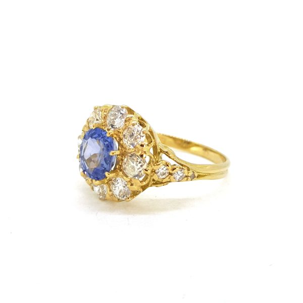 1.60ct Sapphire and Diamond Cluster Ring in 18ct Yellow Gold