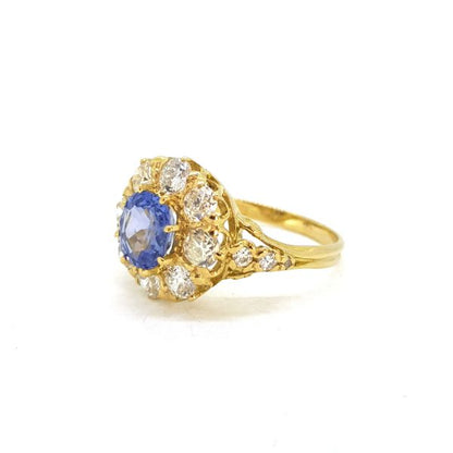 1.60ct Sapphire and Diamond Cluster Ring in 18ct Yellow Gold