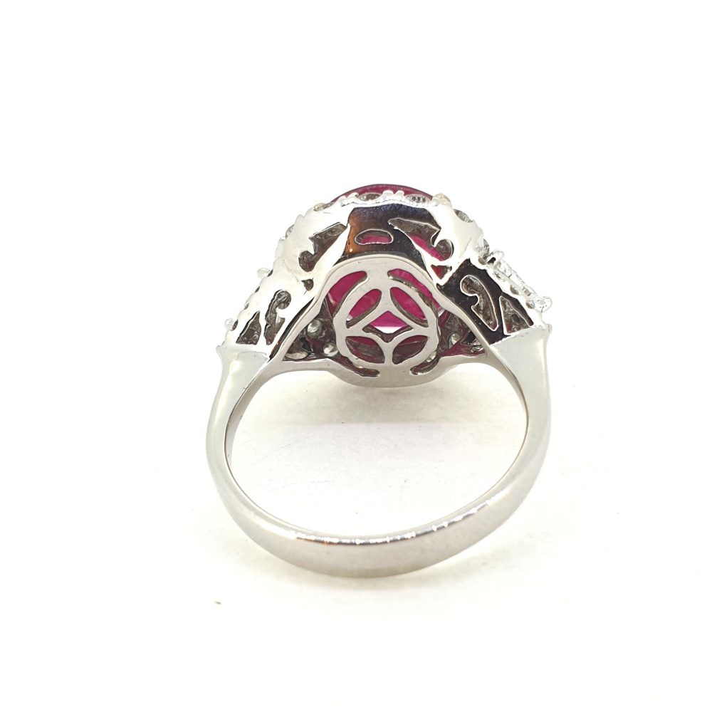 4.79ct Oval Ruby and Diamond Cluster Dress Ring