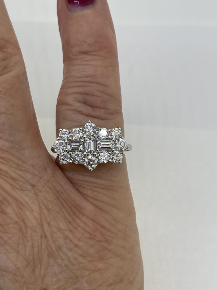 Contemporary Diamond Cluster Dress Ring, 2 carat total