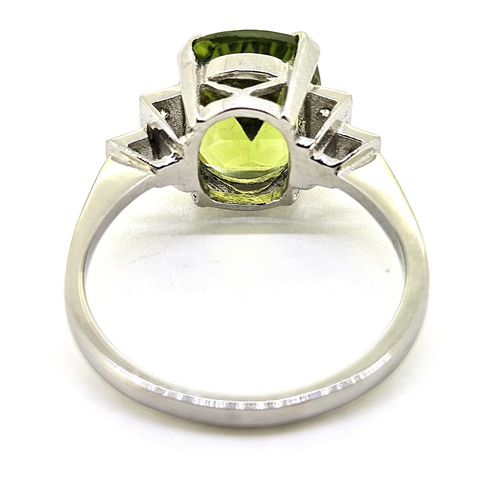 4.5ct Peridot and Diamond Engagement Ring in Platinum