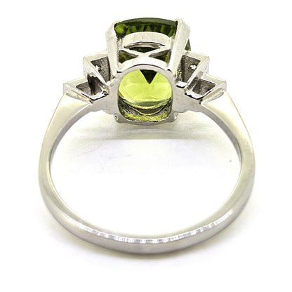 4.5ct Peridot and Diamond Engagement Ring in Platinum