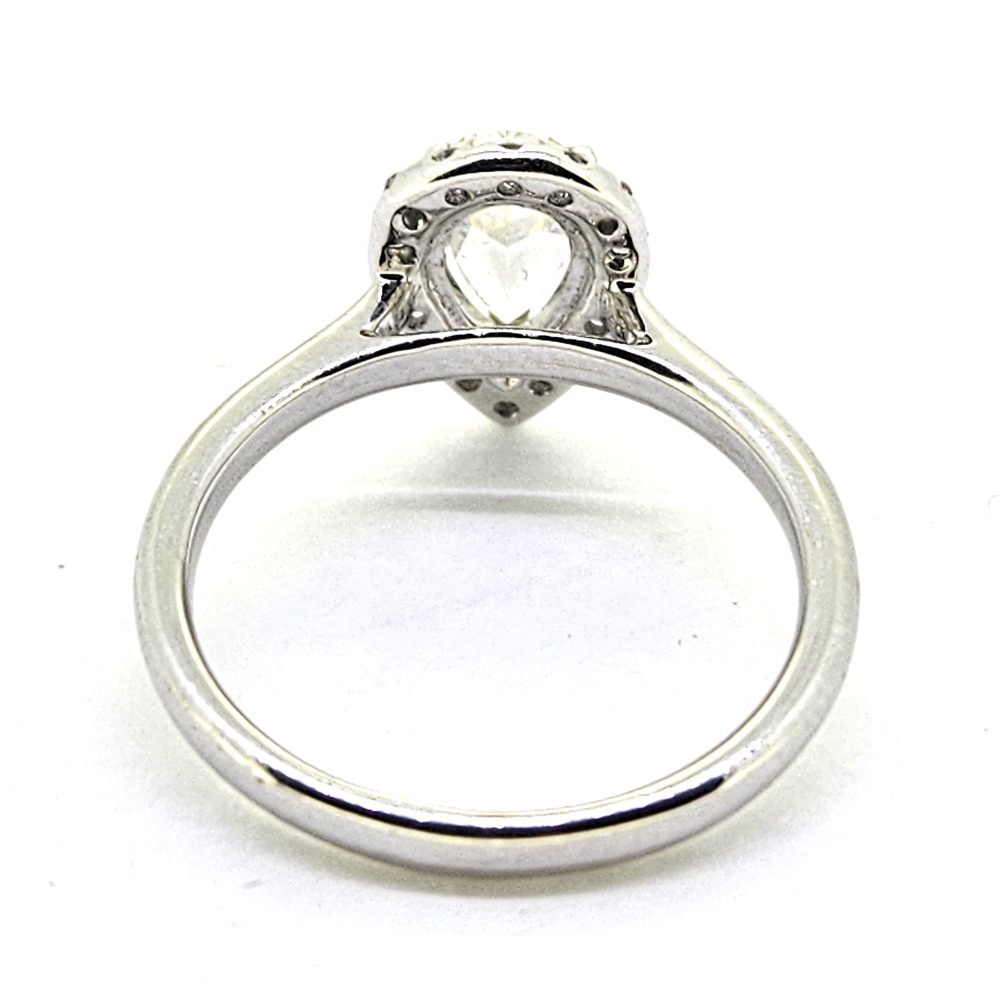 0.78ct Pear Shape Diamond Halo Cluster Engagement Ring