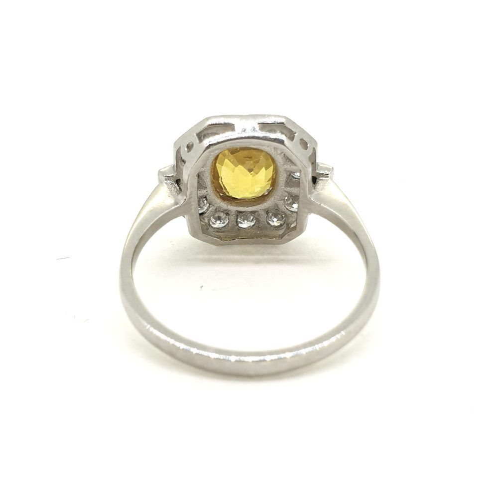 Contemporary 1.60ct Yellow Sapphire and Diamond Cluster Dress Ring in Platinum