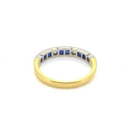 Princess Cut Sapphire and Diamond Half Eternity Band Ring