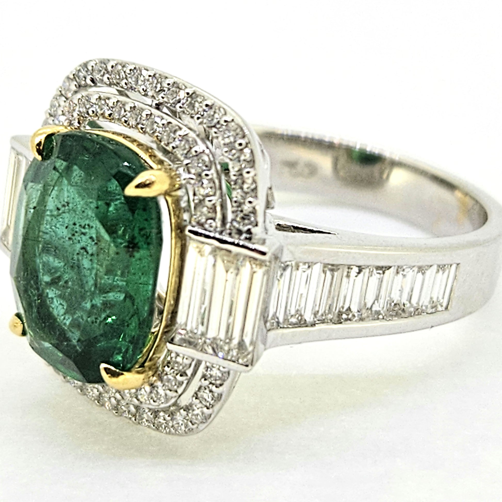 3.70ct Emerald and Diamond Cluster Dress Ring