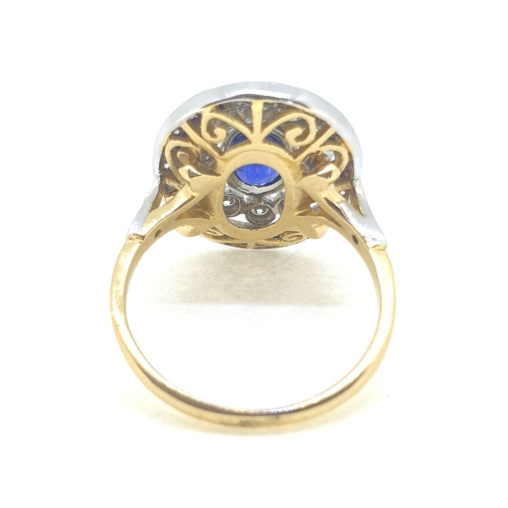 1ct Oval Sapphire and Diamond Cluster Dress Ring