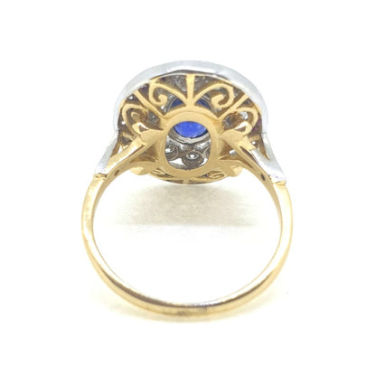 1ct Oval Sapphire and Diamond Cluster Dress Ring